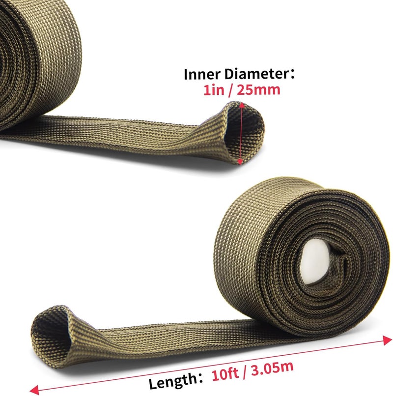 AggSound Heat Shield Sleeve 1" ID X 10' - Fuel Line Hose Protector for Car Spark Plug Wire Heat Shield Wrap Automotive Insulation Protection Boots Roll, Brake Cable, Hose & Wire Loom Cover, Titanium - Image 2